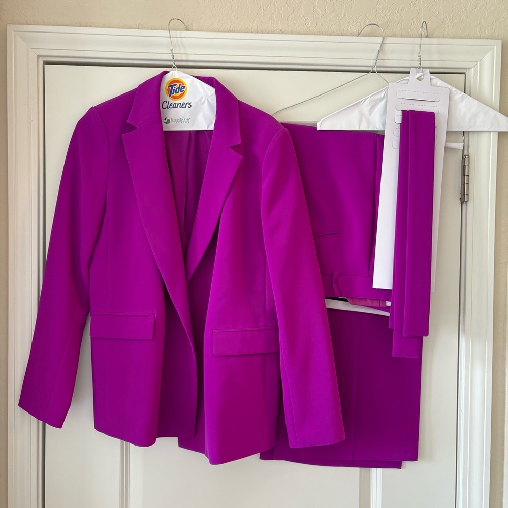 Ann Taylor Fuchsia Suit Set with Belt (US Women’s Size 6)